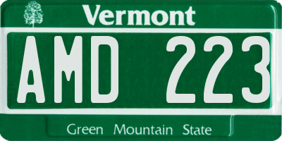 VT license plate AMD223
