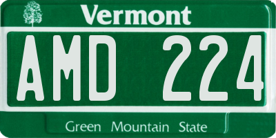 VT license plate AMD224