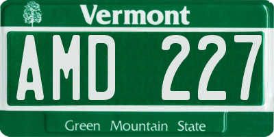 VT license plate AMD227