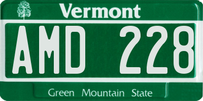 VT license plate AMD228