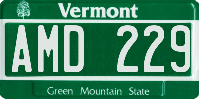 VT license plate AMD229