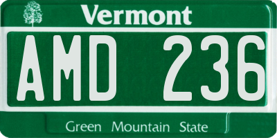 VT license plate AMD236