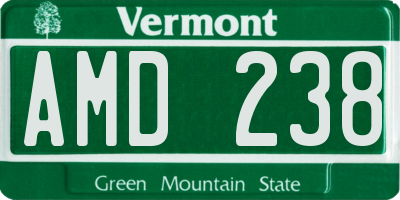 VT license plate AMD238