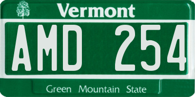 VT license plate AMD254