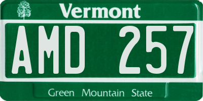 VT license plate AMD257