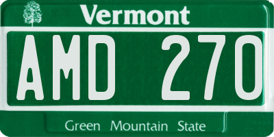 VT license plate AMD270