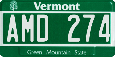 VT license plate AMD274
