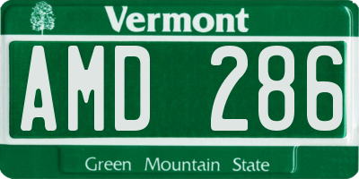 VT license plate AMD286