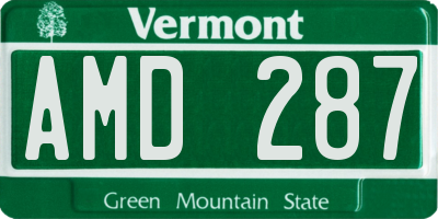 VT license plate AMD287