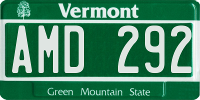 VT license plate AMD292