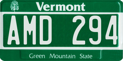 VT license plate AMD294