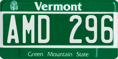 VT license plate AMD296