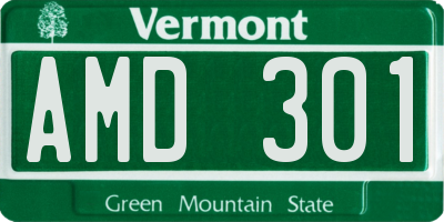 VT license plate AMD301