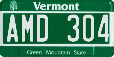 VT license plate AMD304