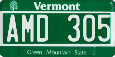 VT license plate AMD305