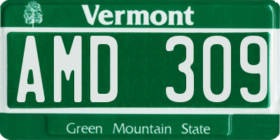 VT license plate AMD309
