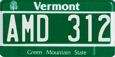 VT license plate AMD312