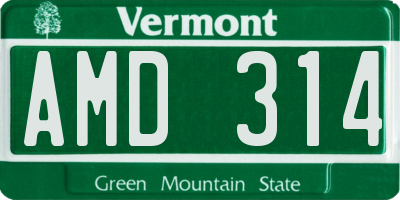 VT license plate AMD314