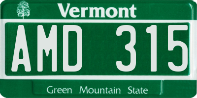VT license plate AMD315