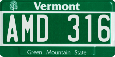VT license plate AMD316
