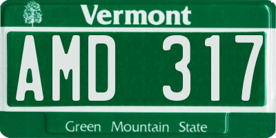VT license plate AMD317