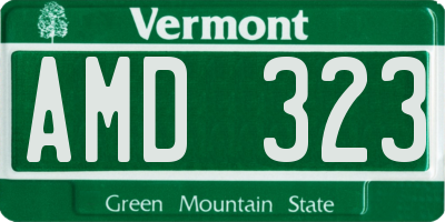 VT license plate AMD323