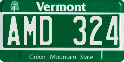 VT license plate AMD324