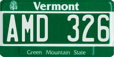 VT license plate AMD326