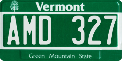 VT license plate AMD327