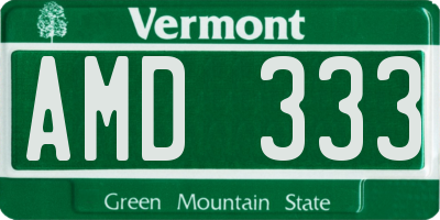 VT license plate AMD333