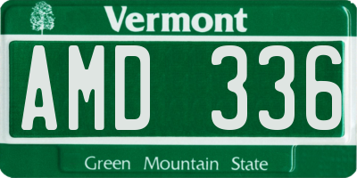 VT license plate AMD336