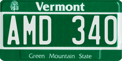 VT license plate AMD340