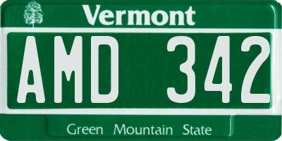 VT license plate AMD342