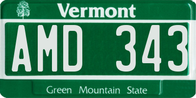 VT license plate AMD343