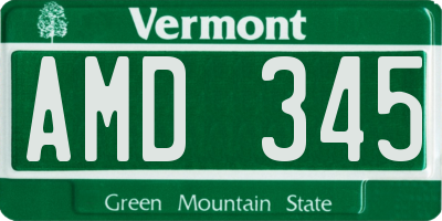 VT license plate AMD345