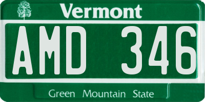 VT license plate AMD346