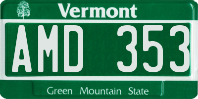 VT license plate AMD353