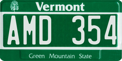 VT license plate AMD354
