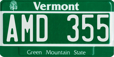VT license plate AMD355
