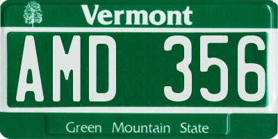 VT license plate AMD356