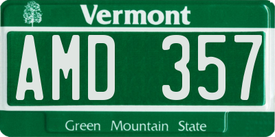 VT license plate AMD357