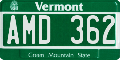 VT license plate AMD362