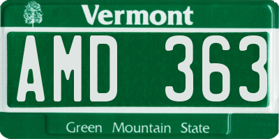 VT license plate AMD363