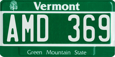 VT license plate AMD369