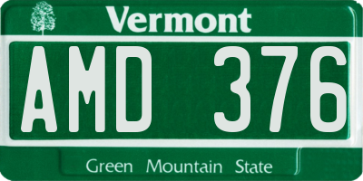 VT license plate AMD376