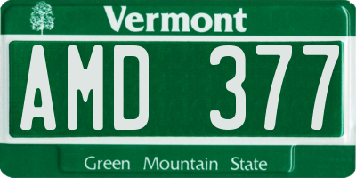 VT license plate AMD377