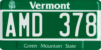VT license plate AMD378