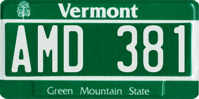 VT license plate AMD381