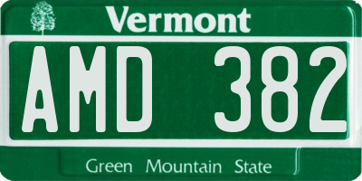 VT license plate AMD382
