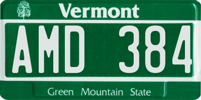 VT license plate AMD384